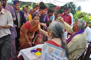The Governor of Arunachal Pradesh Shri PB Acharya and State�s First Lady Smt Kavita Acharya celebrate the festive occasion of Holi with Officers and Staffs of Raj Bhavan at Raj Bhavan on 13th March 2017. 